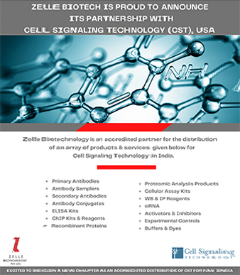 Zelle Biotechnology Pvt Ltd is proud to announce its partnership with Cell Signaling Technology (CST), USA, from January 1st, 2021.